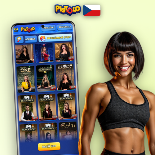 Mobilní aplikace Pistolo Casino na smartphonu s symboly karet a rulety