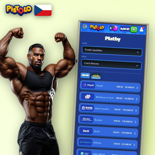 Pistolo Casino výběr peněz přes mobilní pokladnu s ikonami platebních metod